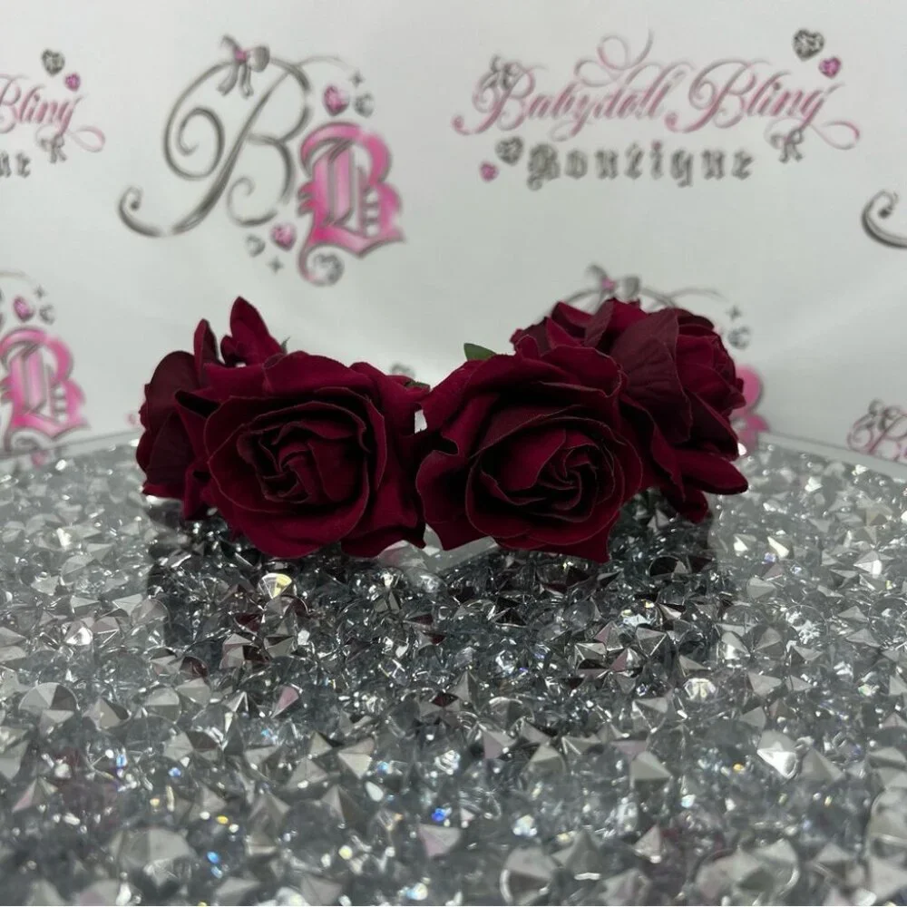 Headband roses red Elegant Burgundy Floral Headband